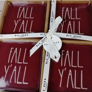 Rae Dunn Burgundy Coaster Set - Fall Y'all